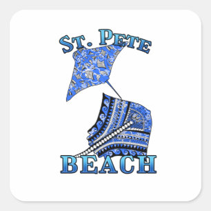 Sticker Carré St Pete Beach Floride Vacances Tribal Stingray