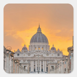 Sticker Carré St. Peter's Basilica at Sunset, Vatican City