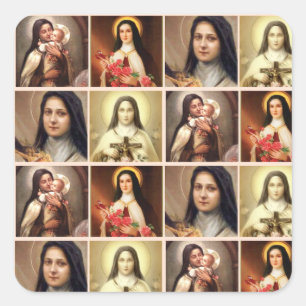 Sticker Carré St Therese le petit Rose Crucifix Colla