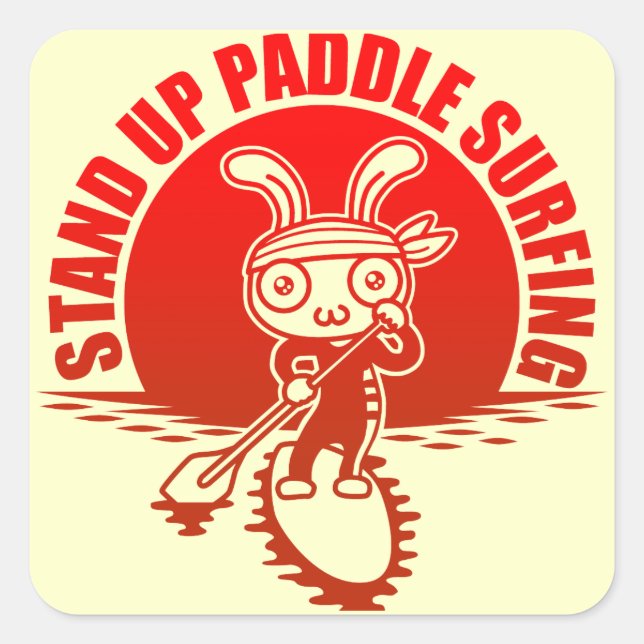 Sticker Carré Stand up paddle surfing (Devant)