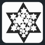 Sticker Carré Star de David<br><div class="desc">Black Star de David avec beaucoup d'étoiles blanches au centre.</div>