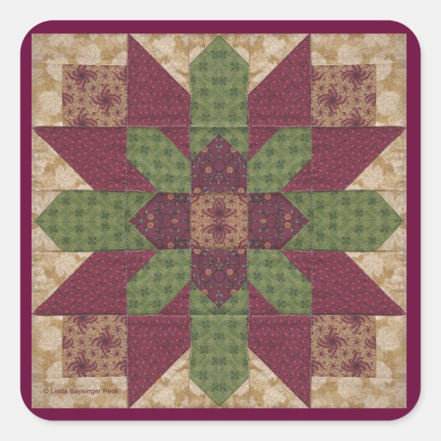 Sticker Carré Star de Quilted Green (Devant)