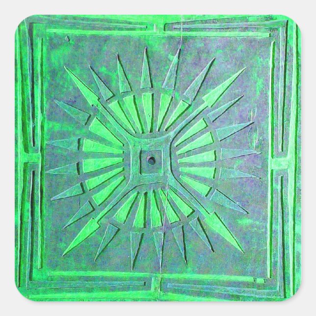 Sticker Carré STAR DU MATIN, bleu, lumière, vert (Devant)