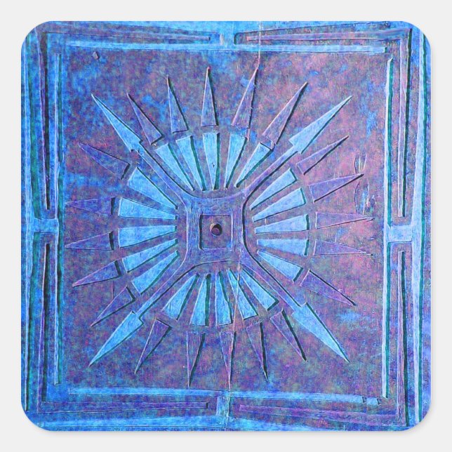 Sticker Carré STAR DU MATIN, bleu, violet (Devant)