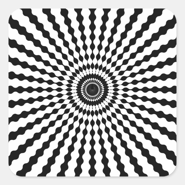 Sticker Carré Starburst, Noir Et Blanc (Devant)