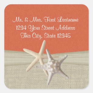 Sticker Carré Starfish & Burlap Coral Beach