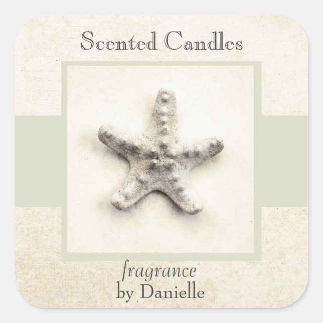 Sticker Carré Starfish mer tranquille maison fait bougie étiquet (Devant)