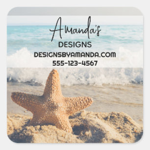 Sticker Carré Starfish sur une plage de sable Photo Business