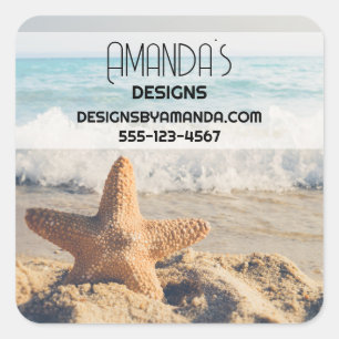 Sticker Carré Starfish sur une plage de sable Photo Business