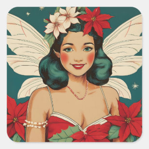 Sticker Carré Starlet Retro les années 50 Tropical Christmas Pin