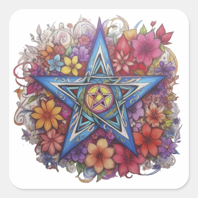 Sticker Carré Starry Floral Radiance (Devant)