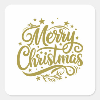 Sticker Carré Starry Merry Christmas Greeting