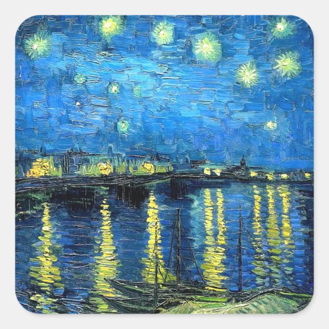 Sticker Carré Starry Night Over the Rhone (1888) Art Van Gogh (Devant)