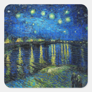 Sticker Carré Starry Night Over the Rhone par Vincent Van Gogh