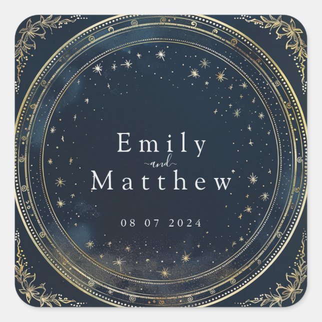 Sticker Carré Starry Night Romance Mariage (Devant)