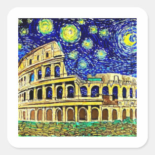 Sticker Carré Starry Night Rome Italie