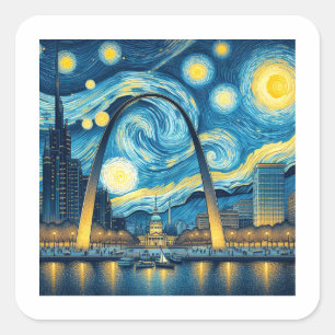 Sticker Carré Starry Night St. Louis Missouri