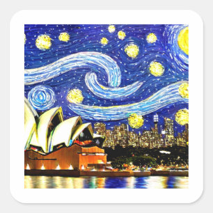 Sticker Carré Starry Night Sydney Australie Opéra