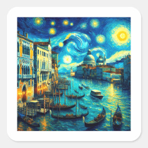 Sticker Carré Starry Night Venice Italie