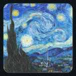 Sticker Carré Starry Night Vincent Van Gogh paysage art<br><div class="desc">Le Starry Night (1889), un tableau impressionniste de Vincent Van Gogh, est présenté sur cet autocollant de papier à lettres Van Gogh. L'une des peintures à l'huile les plus célèbres de l'artiste post-impressionniste néerlandais Vincent van Gogh est intitulée "La nuit étoilée". Vincent van Gogh, peintre postimpressionniste hollandais, a créé "La...</div>