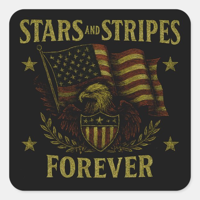 Sticker Carré Stars and Stripes Forever - American Flag Pride (Devant)