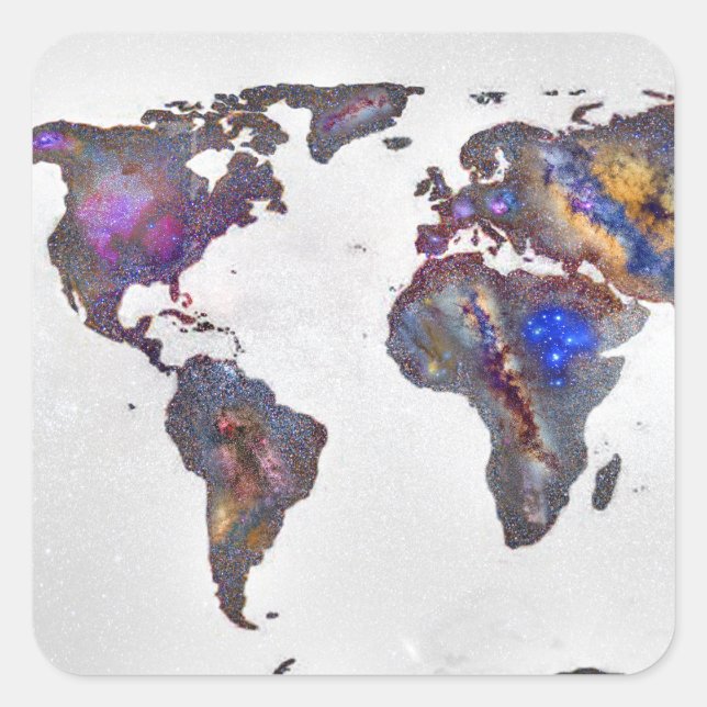 Sticker Carré Stars world map (Devant)