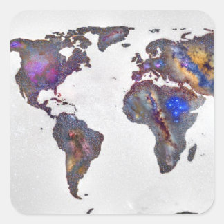 Sticker Carré Stars world map