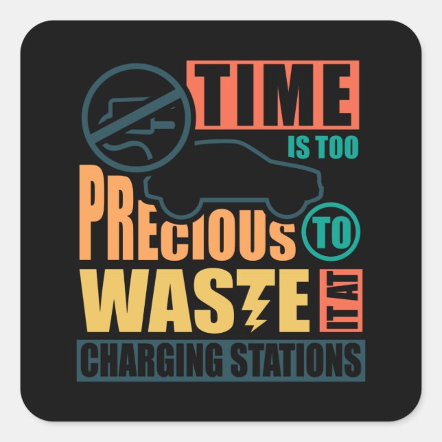 Sticker Carré Stations De Chargement De Voiture Anti Électrique (Devant)