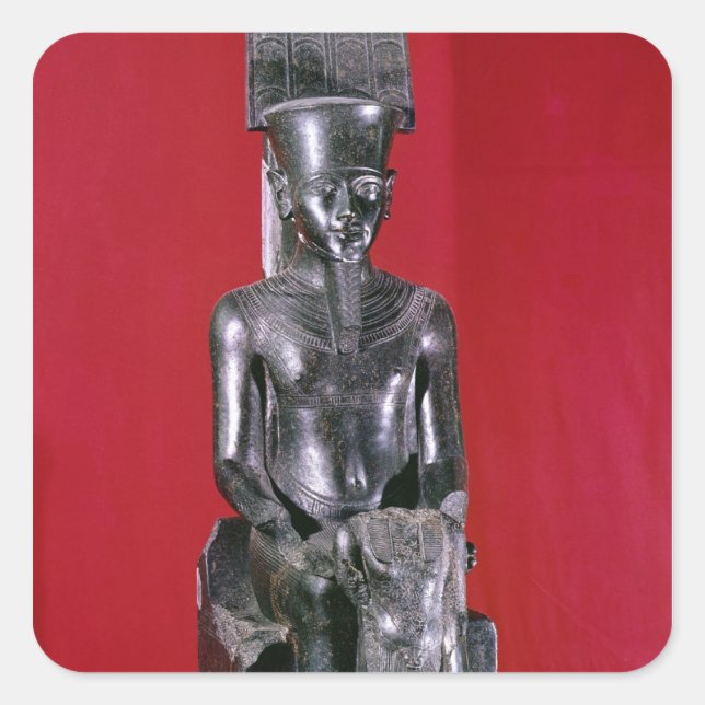 Sticker Carré Statue assise du dieu Amon protégeant (Devant)