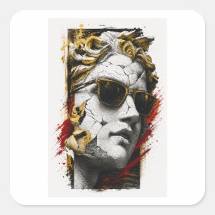 Sticker Carré Statue Cool avec Lunettes de Soleil – Sagesse Anti