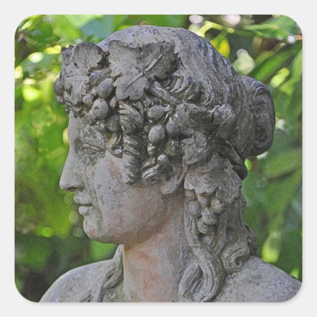 Sticker Carré Statue de déesse dans le jardin (Devant)