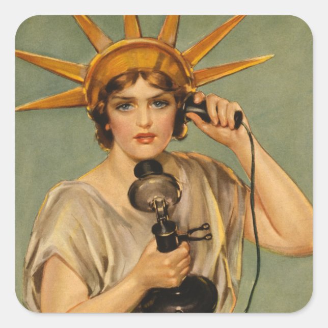 Sticker Carré Statue de la Liberté vintage, publicité de guerre  (Devant)