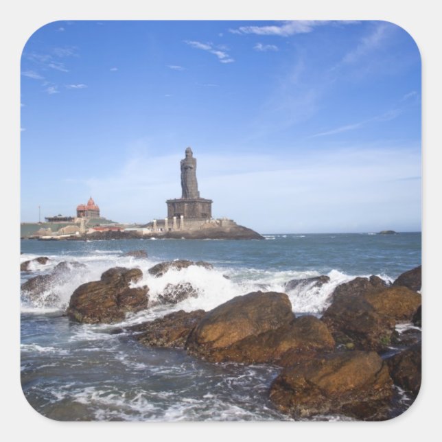 Sticker Carré Statue de Saint Thiruvalluvar | Tamil Nadu, Inde (Devant)