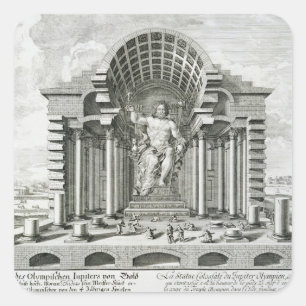 Sticker Carré Statue de Zeus Olympien, fait par Phidias en or a