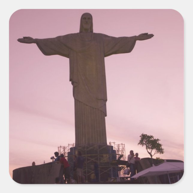 Sticker Carré Statue du Christ à Corcovado, près de la périphéri (Devant)