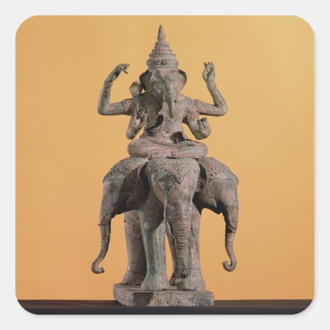 Sticker Carré Statue du Dieu hindou Ganesh (Devant)