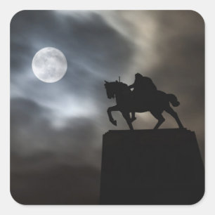Sticker Carré Statue du roi Kralja Tomislava en silhouette