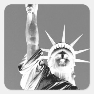 Sticker Carré Statue noire et blanche de Liberty New York City