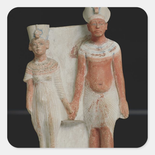 Sticker Carré Statuette d'Amenophis IV et Nefertiti (Devant)