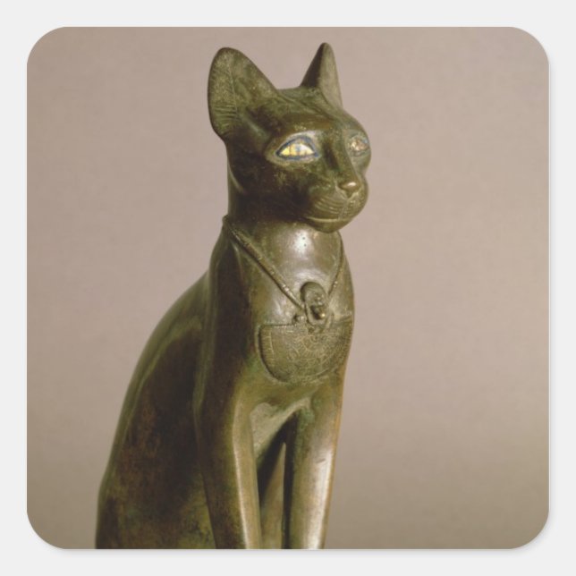 Sticker Carré Statuette d'un chat représentant la déesse Bastet (Devant)