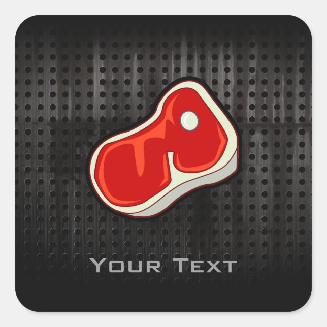 Sticker Carré Steak de boucher ; noir (Devant)