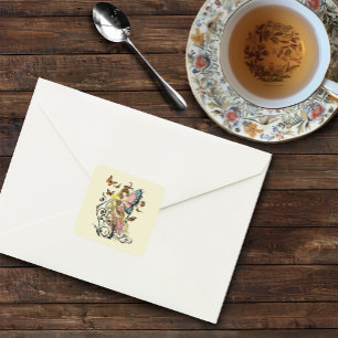 Sticker Carré Steampunk Fairy Yellow Horloge Entraîneurs