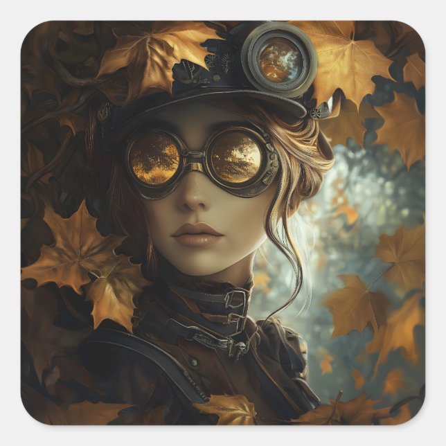 Sticker Carré Steampunk Lady (Devant)