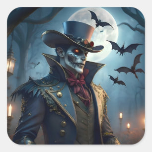 Sticker Carré Steampunk Southern Gothic Zombie Halloween