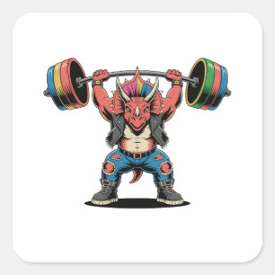 Sticker Carré Stégosaure de rock punk dinosaure jouant de la gui