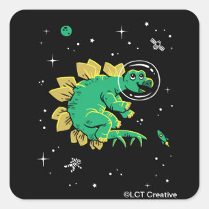 Sticker Carré Stegosaurus Dinos Tan Vert Dans L'Espace
