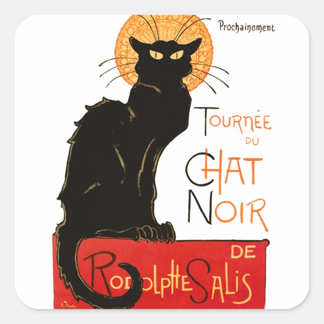 Sticker Carré Steinlen Chat Noir Classique Art Français (Devant)