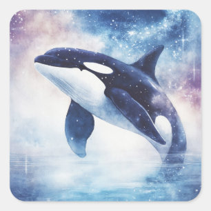 Sticker Carré Stellar Orca Gliding dans le ciel nocturne