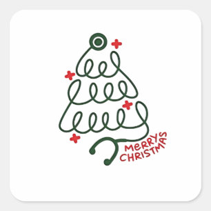 Sticker Carré Stethoscope Arbre de Noël Lumières Éclairage Infir