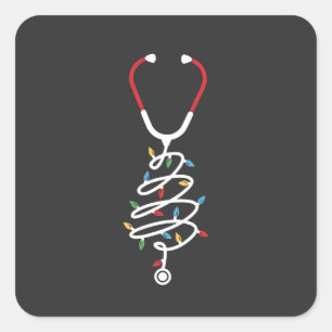 Sticker Carré Stethoscope Fournitures Médicales Lumières Arbre d